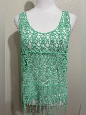 Maurices Mint Green Crochet Overlay Tank